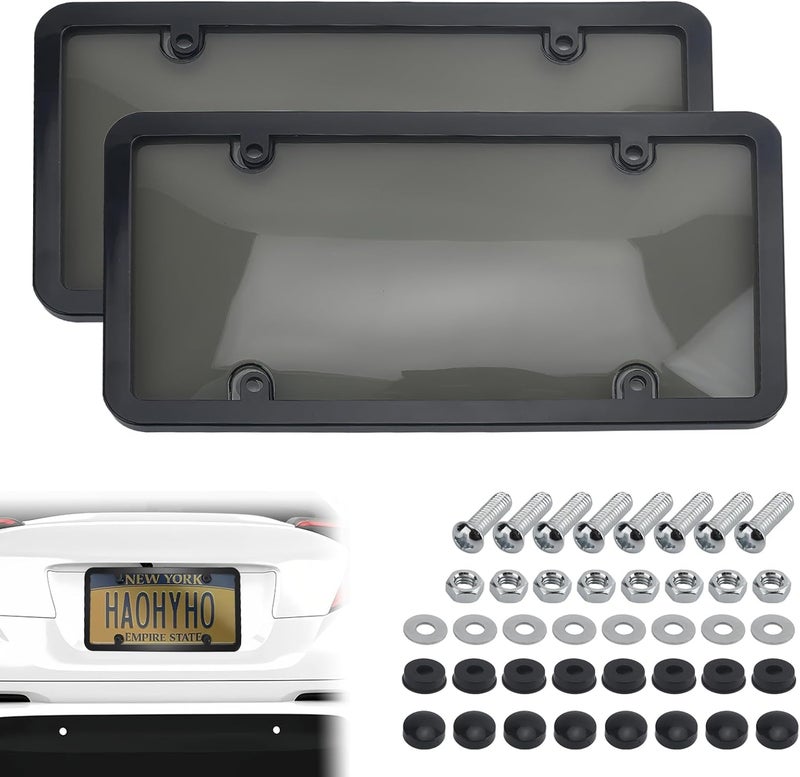 PLALEI 2PCS Clear License Plate Covers and Frames, Personalized License Plate Frame with Screws Screw Caps Washers, Rust-Proof Auto LicensePlate Holder, Universal License Protector for Standard US Plates General standard crafted - Image 1