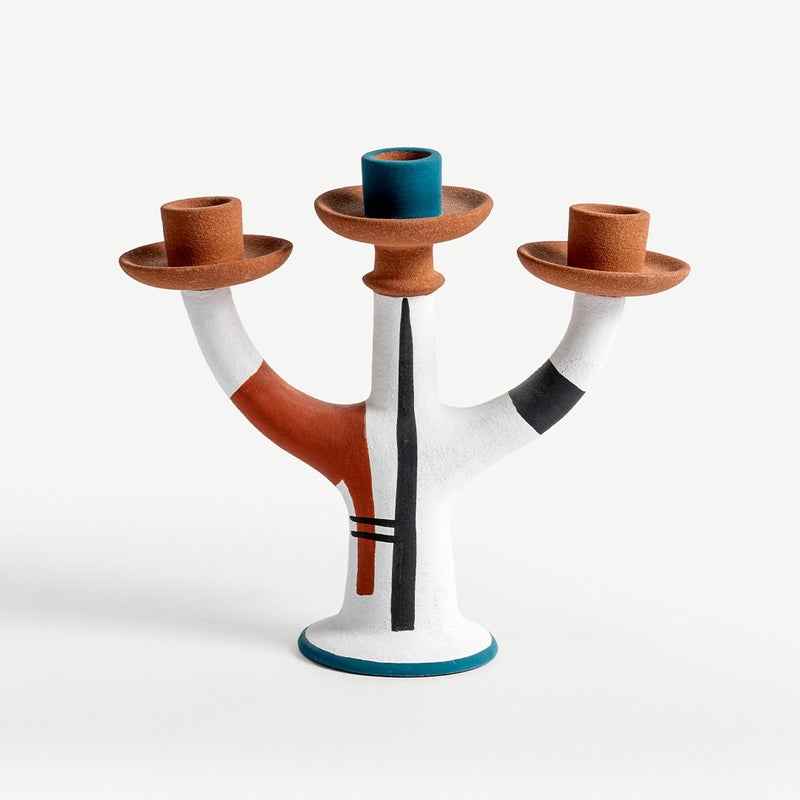 OC HOME شمعدان مطلي يدوي - متعدد الألوان