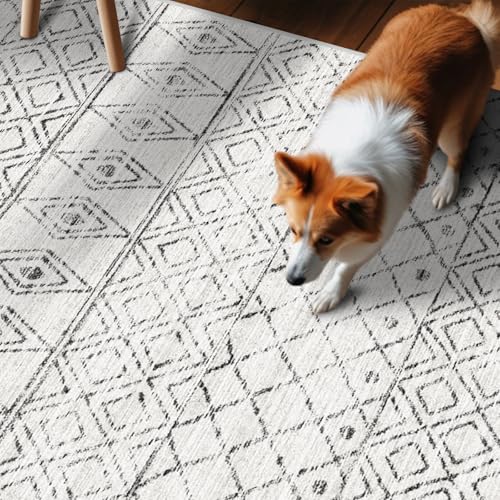 BYYVOO 3x10 Runner Rug for Hallway: Washable Rug Runners Low Pile Rug with Rubber Backing Floor Mat Non Slip Moroccan Indoor Carpet for Kitchen Bedroom Entryway 3x10 Geo Grey - Image 4