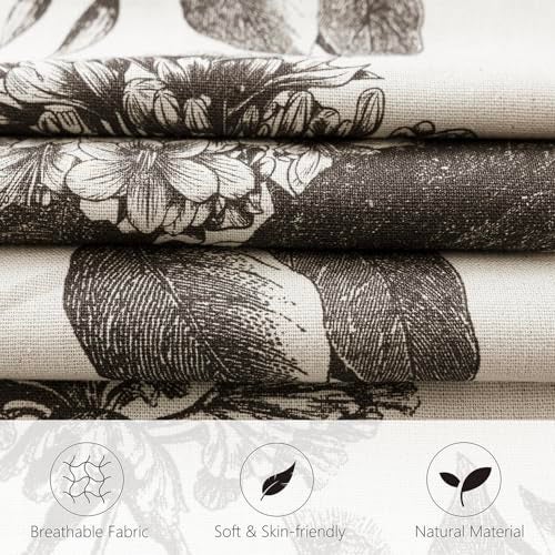Foindtower Set of 2 Linen Floral Vintage Throw Pillow Covers Neutral Accent Print Decorative Cushion Covers Farmhouse Boho Home Decor for Sofa Chair Couch Bedroom Living Room2020 InchBlack - Image 3