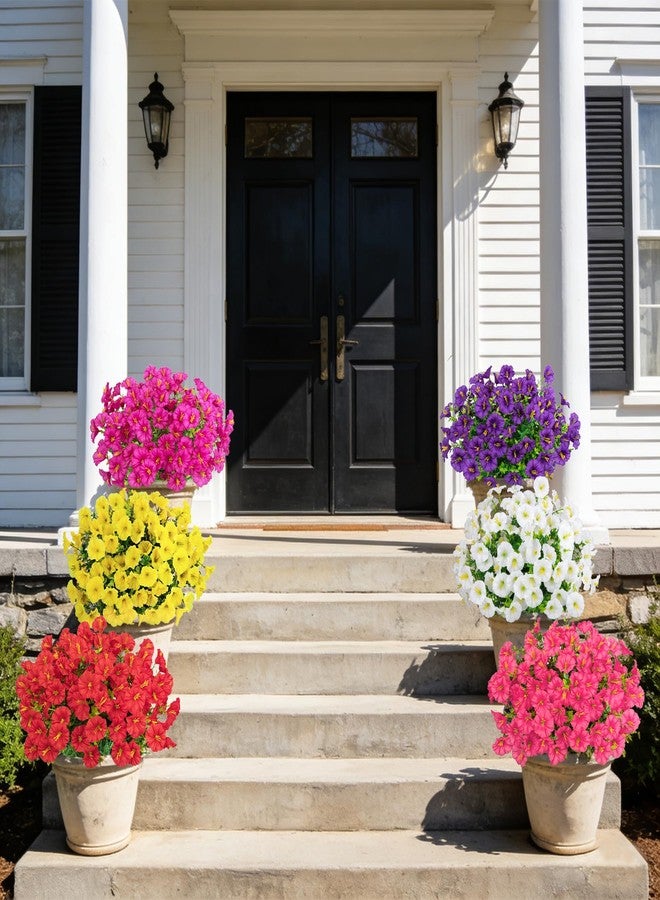 Besteek 24 Bundles Artificial Flowers for Outdoors, Fake Silk Morning Glory Faux Eucalyptus UV Resistant Plastic Plants for Outside Planter Porch Garden Patio Spring Summer Home Decoration, Mixed - Image 3
