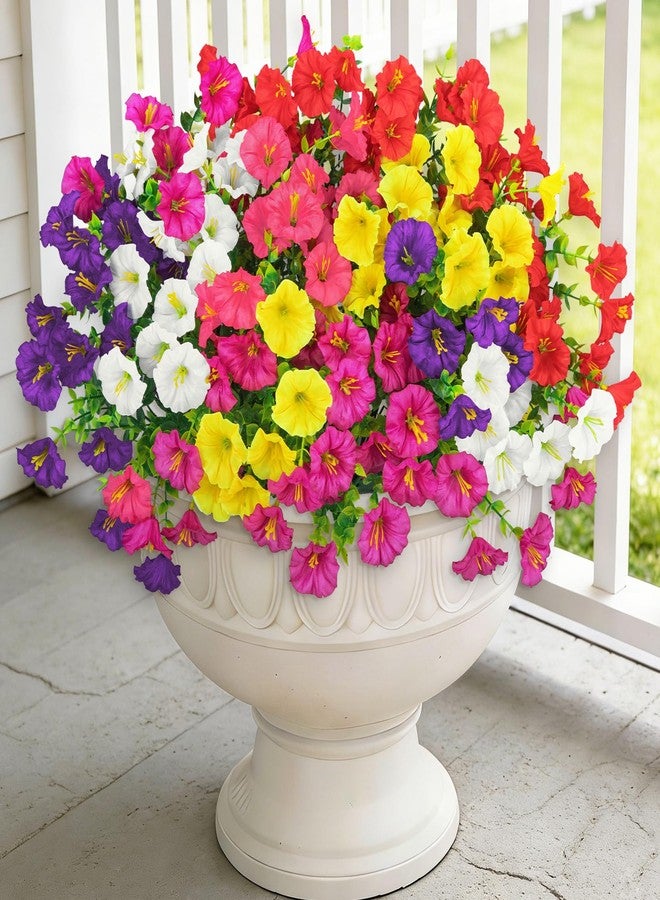 Besteek 24 Bundles Artificial Flowers for Outdoors, Fake Silk Morning Glory Faux Eucalyptus UV Resistant Plastic Plants for Outside Planter Porch Garden Patio Spring Summer Home Decoration, Mixed - Image 1