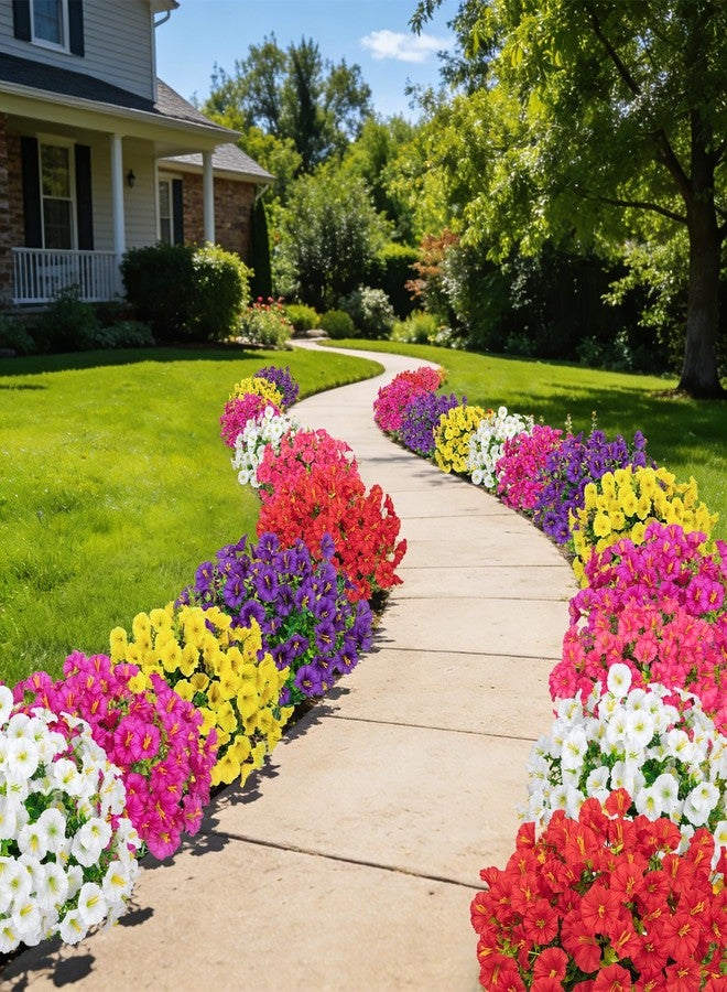Besteek 24 Bundles Artificial Flowers for Outdoors, Fake Silk Morning Glory Faux Eucalyptus UV Resistant Plastic Plants for Outside Planter Porch Garden Patio Spring Summer Home Decoration, Mixed - Image 5