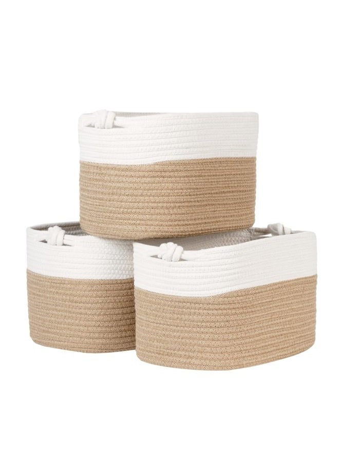 Temary Woven Storage Baskets, Set of 3 Rope Baskets for Storage Clothes, Towels, Versatile Boho Storage Bins (Jute, 13"x9.8"x8.5") - Image 1