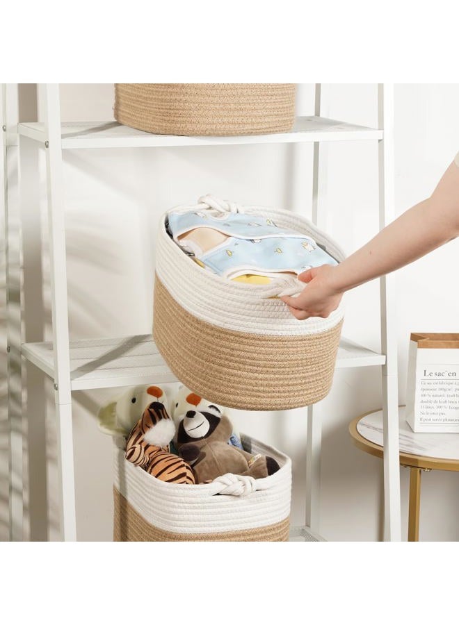 Temary Woven Storage Baskets, Set of 3 Rope Baskets for Storage Clothes, Towels, Versatile Boho Storage Bins (Jute, 13"x9.8"x8.5") - Image 5