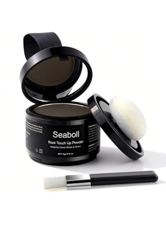 Seaboll Root Touch Up Hair Color PowderInstantStainProof Hairline Shadow Powder for Gray Hair Cover Up Root Cover UpScalp Concealer for Thinning Hair Bald SpotBeard FillerWomenMen Dark Brown - Image 1