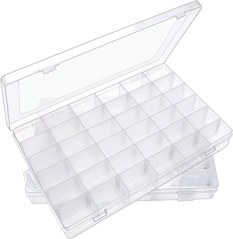 IOOLEEM 2 Pack 36 Grids Plastic Bead Organizer Box, Adjustable Dividers, Sewing storage, Organizer Container Storage Box, Dividers for bead arts and crafts. - Image 1