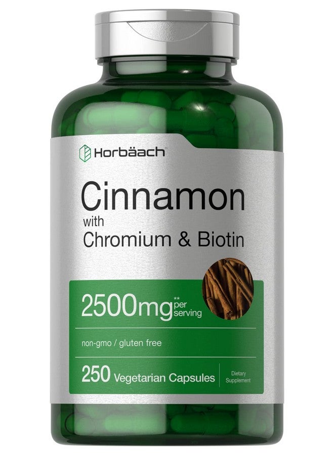 Horbäach Cinnamon with Chromium Picolinate 2500mg | 250 Capsules | Plus Biotin | Vegetarian, Non-GMO, Gluten Free - Image 1