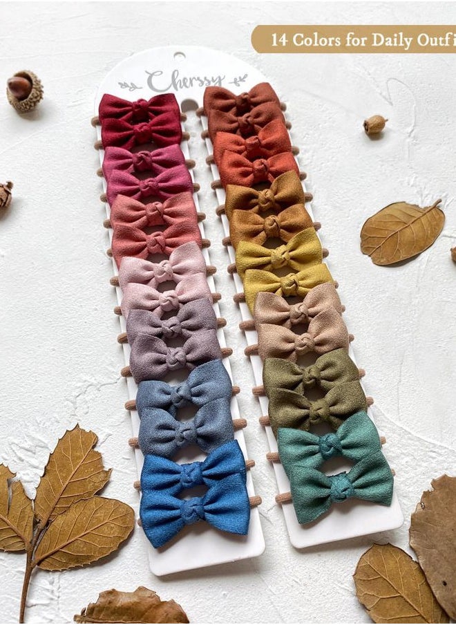 Cherssy - Boutique Baby Girl Hair Ties, 28 Pcs Mini Suede Hair Bow Ties, Toddler Elastics Ponytail Holders Pigtails Rubber Bands by Cherssy - Image 1
