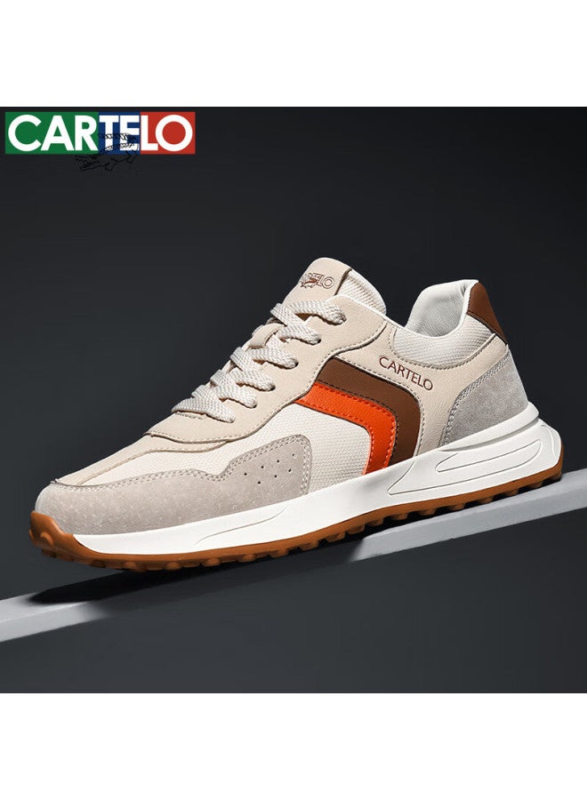 Cartelo Men's Casual Shoes Breathable Fashion All-match Travel Shoes Men's Running Sports Shoes Qh8038 Sand Color 44 - Image 1