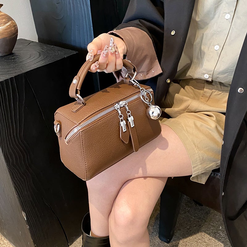 Fashion Texted Handbag Women'S Style Retro Simple Boston Shoulder Crossbody Bag Small Square Bag - Image 5