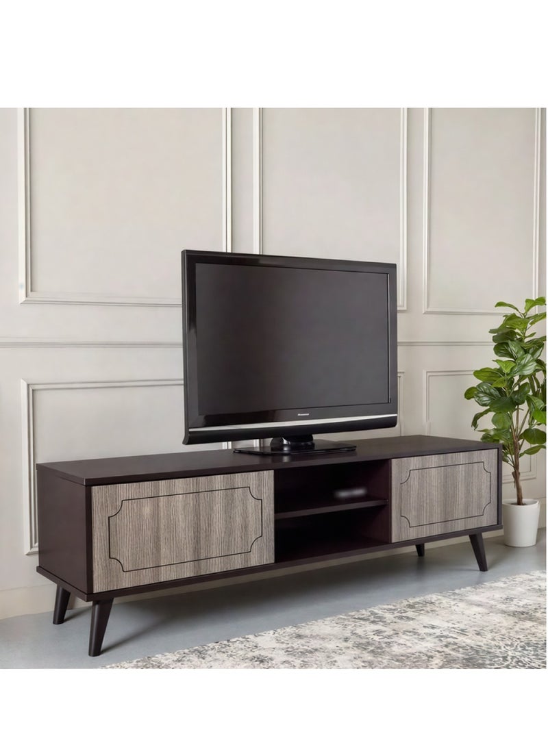 l'elefante Modern Wooden TV Stand for 65 Inch TV – MDF Entertainment Console Table with Cabinets & Shelves – Living Room Media Storage Unit – Cable Management – Stylish Minimalist TV Unit for Home, Bedroom or Office - Image 1