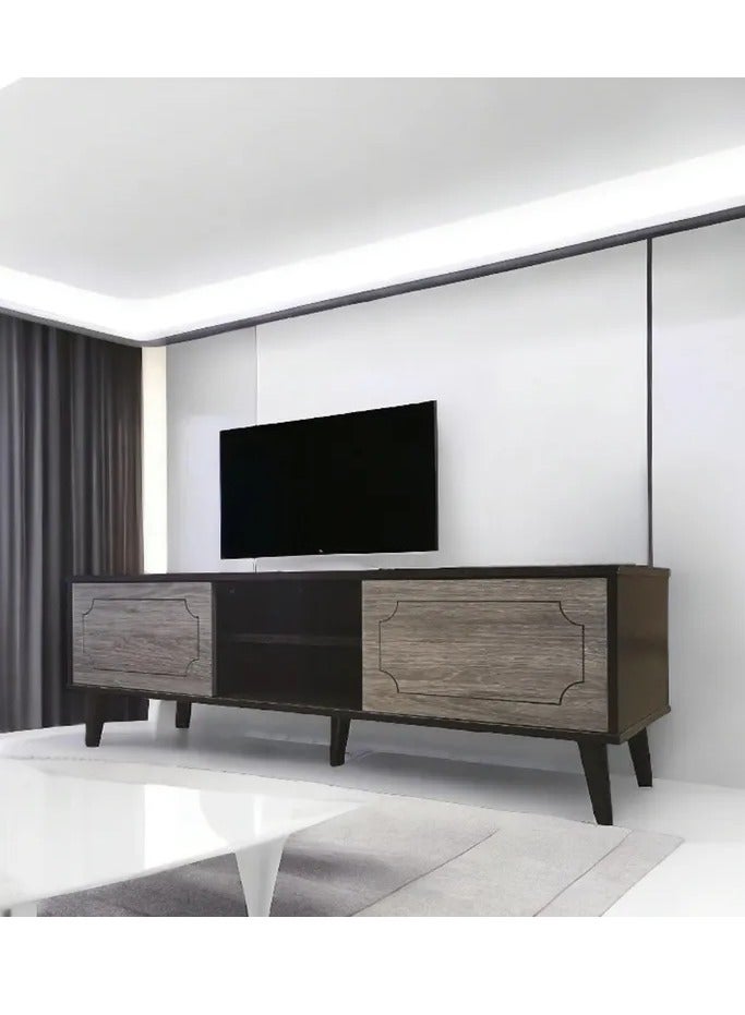 l'elefante Modern Wooden TV Stand for 65 Inch TV – MDF Entertainment Console Table with Cabinets & Shelves – Living Room Media Storage Unit – Cable Management – Stylish Minimalist TV Unit for Home, Bedroom or Office - Image 2