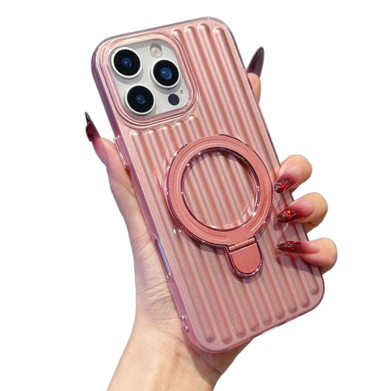 غطاء واقي بسيليكون لـ iPhone 14 / 14 Plus / 14 Pro / 14 Pro Max مع حماية من السقوط وأعمدة ضوئية عمودية مع مقاوم للصدمات مع طلاء رش داخلي باللون وردي من السيليكون باللون الوردي - Image 1