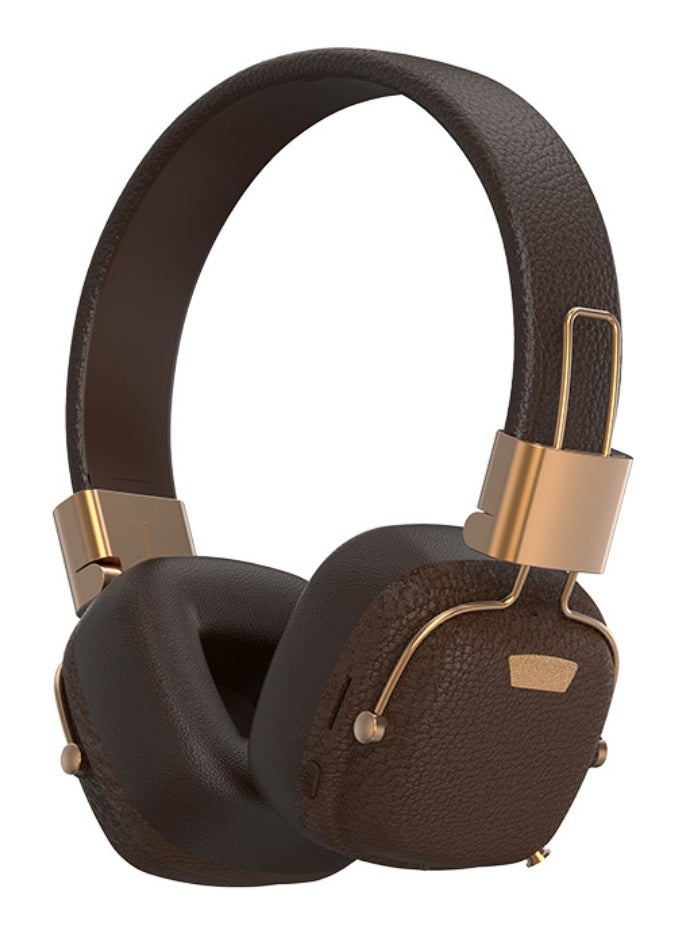 JBLTM Remote sensing retro small head-mounted Bluetooth headset, Bluetooth 5.4, wireless Bluetooth noise reduction, wireless music fashion headset, long-lasting battery life, suitable for travel photography, sports, games (brown)  - Image 1
