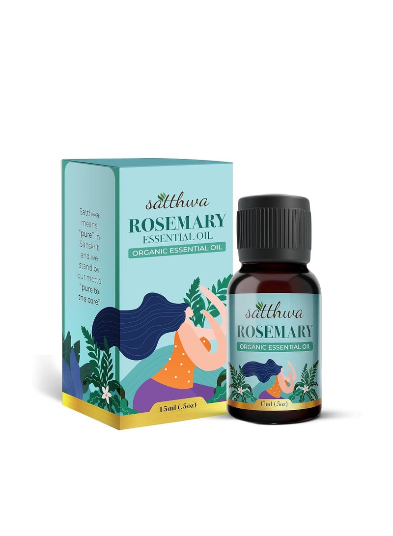 Satthwa Rosemary Essential Oil 100% Pure and Organic for Healthy Hair Scalp Hair Roots 15ml - Image 1