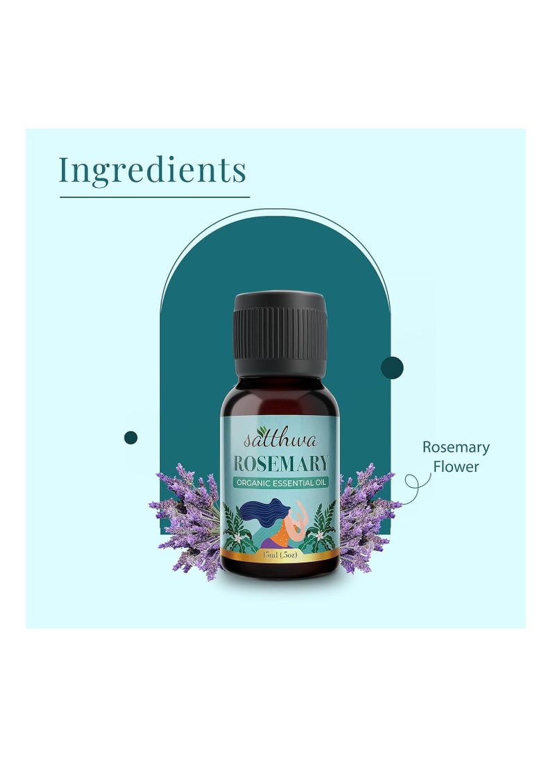 Satthwa Rosemary Essential Oil 100% Pure and Organic for Healthy Hair Scalp Hair Roots 15ml - Image 3