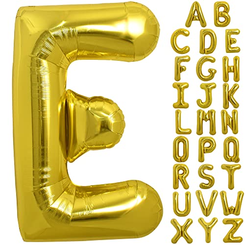 TONIFUL 40 Inch Large Gold Letter E Balloons Foil Mylar Big Balloons for 2026 New Year Eve Graduation Wedding Baby Shower Birthday Party Anniversary Supplies Decorations - Image 1