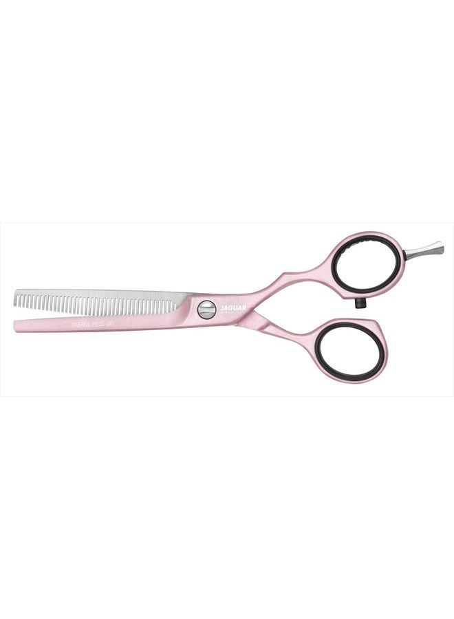 JAGUAR مقص جاجوار لتشكيل الشعر خط أبيض باستيل بلس 40 روز 5.5 بوصة احترافي، مقصات قص الشعر الفولاذية للصالونات، مصففي الشعر والحلاقين، 40 سن، وردي، تصميم مائل، صنع في ألمانيا
