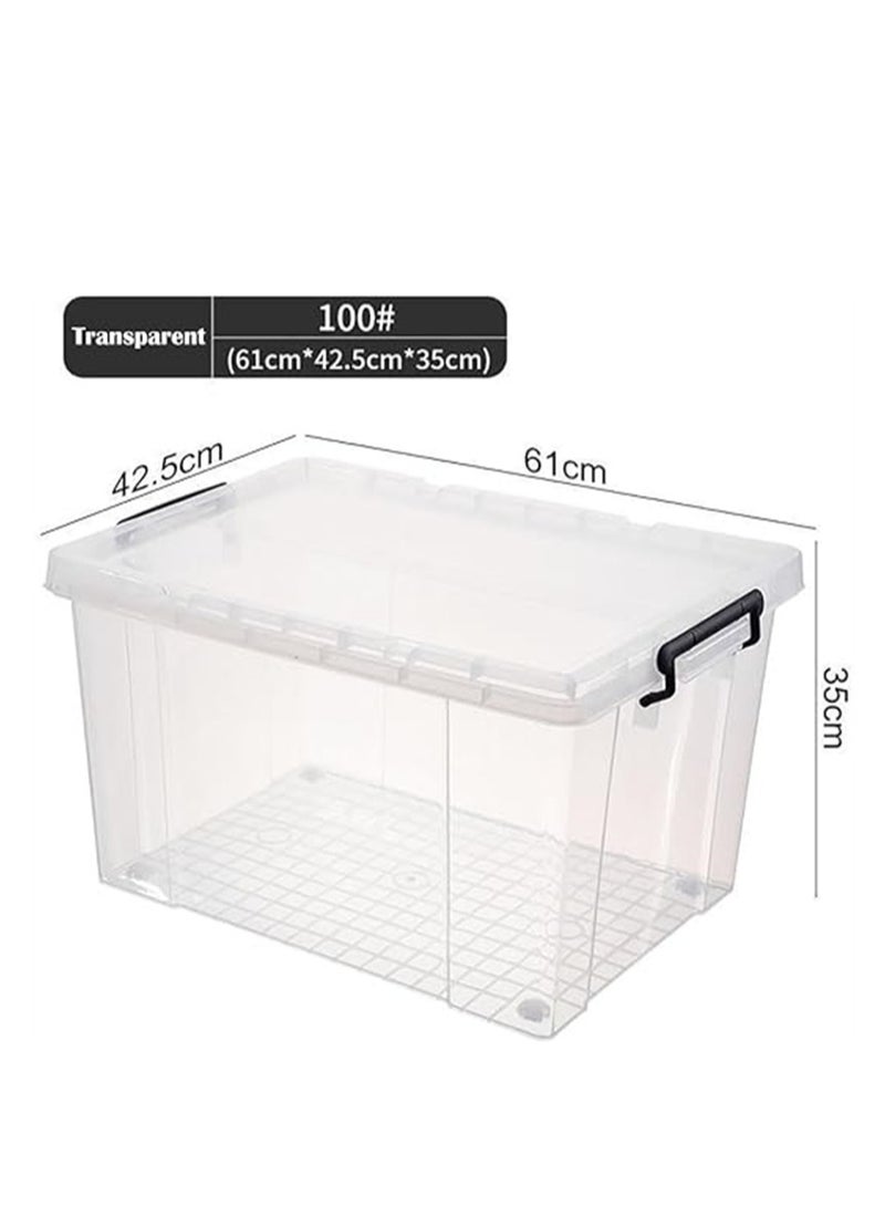 2 Pack Clear Plastic Storage Box, Storage Bins Organizer with Lids, Large Capacity Stackable Transparent Storage Container, Storing Clothes, Shoes, Toys, Books, DVDs, CDs (Transparent, 100L) - Image 3