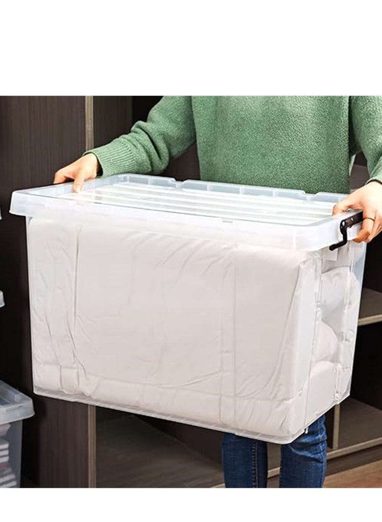 2 Pack Clear Plastic Storage Box, Storage Bins Organizer with Lids, Large Capacity Stackable Transparent Storage Container, Storing Clothes, Shoes, Toys, Books, DVDs, CDs (Transparent, 100L) - Image 4