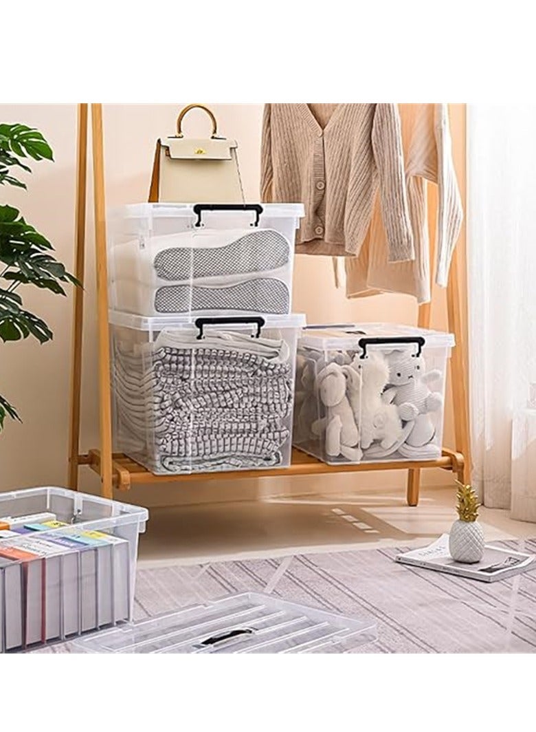 2 Pack Clear Plastic Storage Box, Storage Bins Organizer with Lids, Large Capacity Stackable Transparent Storage Container, Storing Clothes, Shoes, Toys, Books, DVDs, CDs (Transparent, 100L) - Image 5