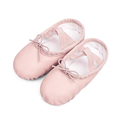 Stelle Girls Ballet Shoes Boys Toddler Soft Leather Dance Slippers for Toddler/Little Kid/Big Kid(Ballet Pink(with Lace), 9MT) - Image 3