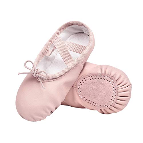 Stelle Girls Ballet Shoes Boys Toddler Soft Leather Dance Slippers for Toddler/Little Kid/Big Kid(Ballet Pink(with Lace), 9MT) - Image 1