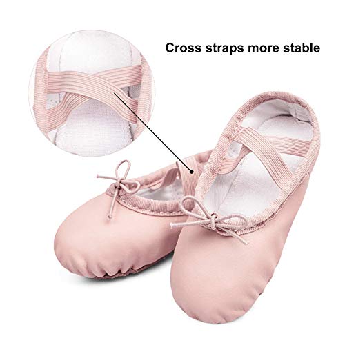 Stelle Girls Ballet Shoes Boys Toddler Soft Leather Dance Slippers for Toddler/Little Kid/Big Kid(Ballet Pink(with Lace), 9MT) - Image 4