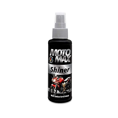 Motomax Shiner Multi surface Spray Polish 100ml|Instantly Cleans, Polishes and Shines Motorbikes, Scooters, Cars | Useful for Plastic, Metal, Tyre & Rubber Parts, - Image 1