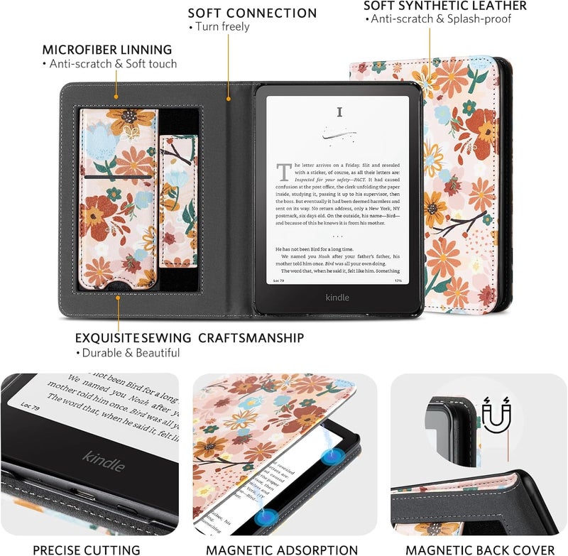 CoBak Stand Case for 7" Kindle Paperwhite 12th Gen 2024 and Kindle Colorsoft with Hand Strap - Compatible with iPhone MagSafe, for Samsung/Belkin/Anker Wireless Charging Pads, Durable, Auto Sleep Wake - Image 5