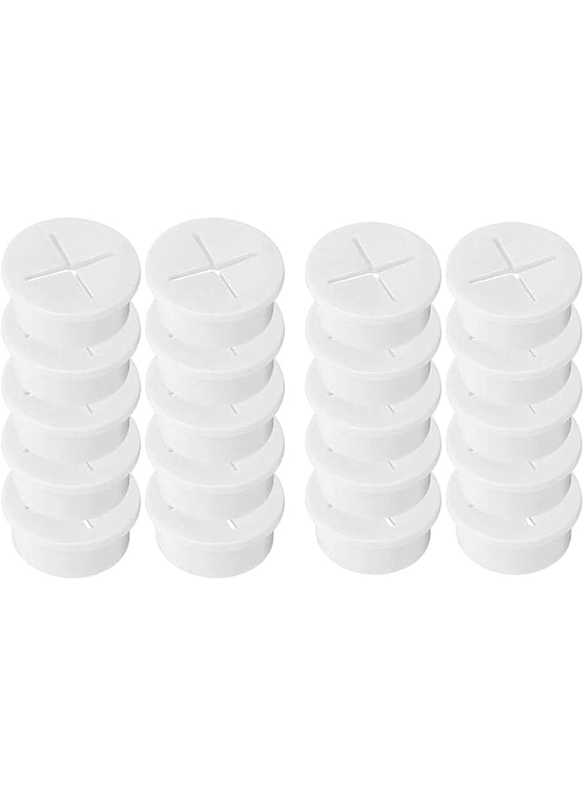 PROMASS promass Wire Hole Cover, 20 Pieces 1 Inch Flexible Silicone Cable Cord Grommet for Desk, and Other Furnitures, Wire Organizer (White)