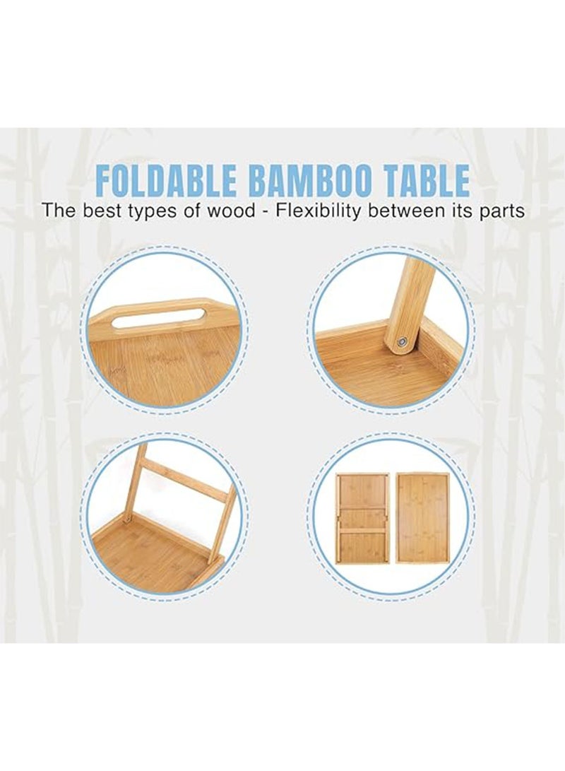 NAFEH Tray Table with Folding Legs- Bed Table Laptop Desk- Portable Breakfast Serving Tray-Bamboo Bed Tray with Legs-Bamboo Laptop Table-Laptop Table on Bed - Image 5