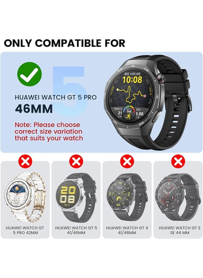 سجيت حافظة صلبة من PC لجهاز Huawei Watch GT5 Pro بحجم 46 مم مع واقي شاشة زجاجي مقسى متوافق مع غطاء واقي لحافة الحماية وطبقة فيلم حساسة للمس (أسود)  - Image 2