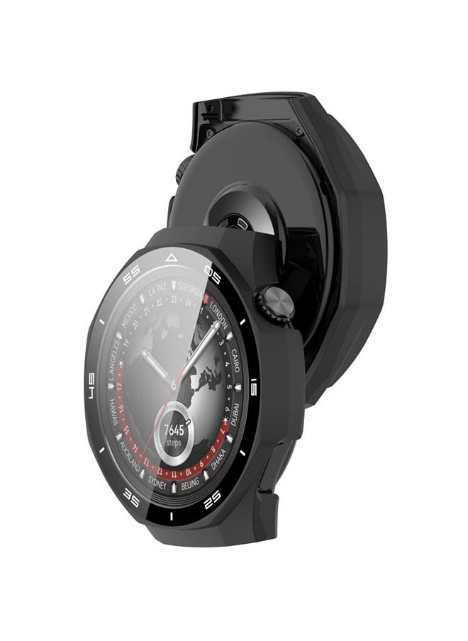 سجيت حافظة صلبة من PC لجهاز Huawei Watch GT5 Pro بحجم 46 مم مع واقي شاشة زجاجي مقسى متوافق مع غطاء واقي لحافة الحماية وطبقة فيلم حساسة للمس (أسود)  - Image 5