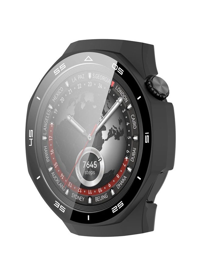 سجيت حافظة صلبة من PC لجهاز Huawei Watch GT5 Pro بحجم 46 مم مع واقي شاشة زجاجي مقسى متوافق مع غطاء واقي لحافة الحماية وطبقة فيلم حساسة للمس (أسود)  - Image 4