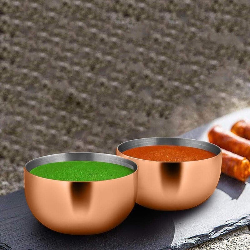 Shri & Sam Shri & Sam Majestic High Grade Stainless Steel Chutney Katori with Rose Gold PVD Coating 6 Pieces, 6 cm  - Image 2