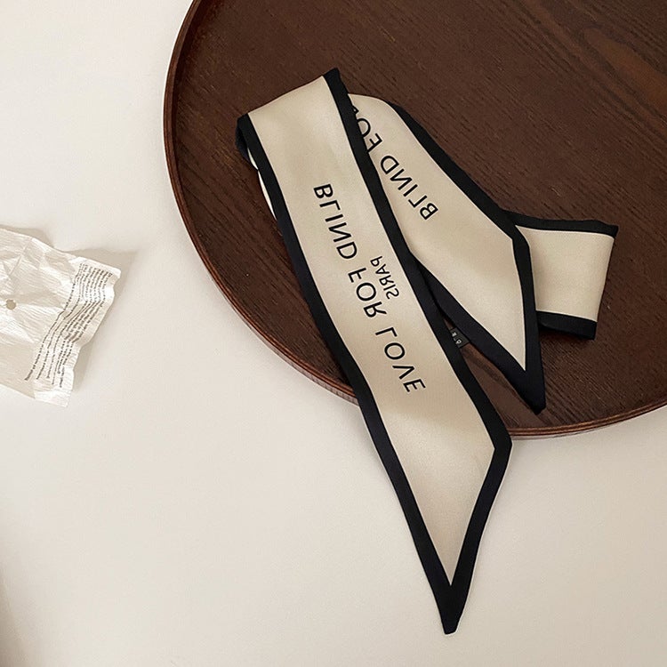 Generic Womens Suit Letter Scarf Retro French Style Small Long Fashionable Western Style Spring and Autumn Joker Small Long Tie Hair Belt Obsessed with love scarves