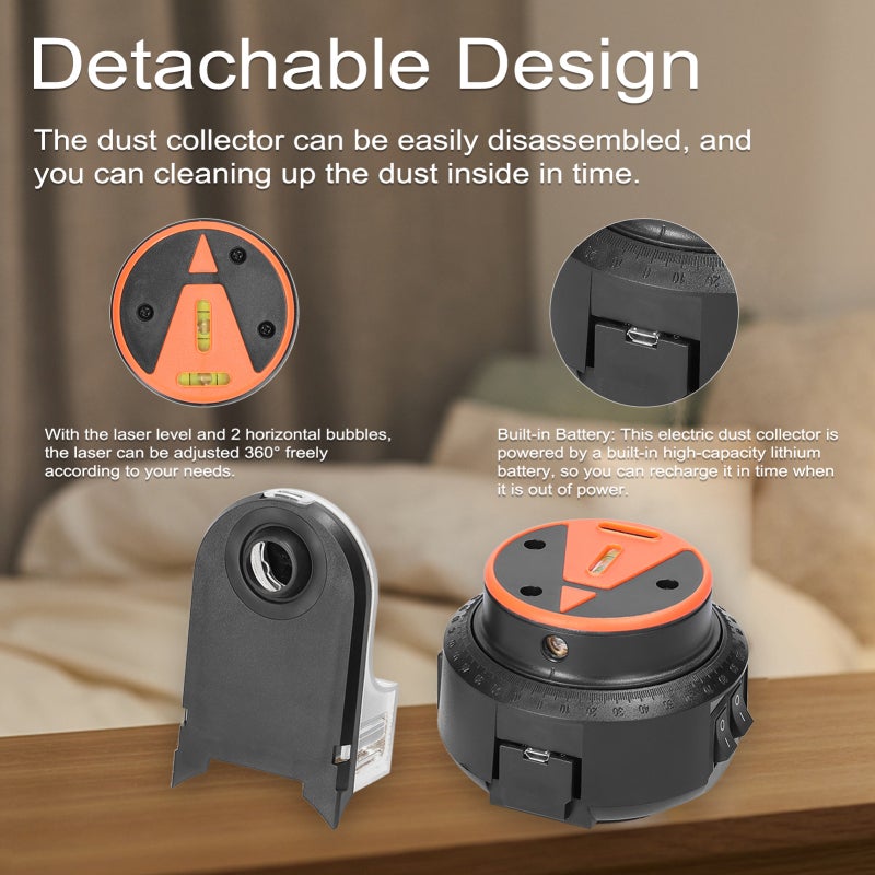 Wall Electric Drilling Collector: 2 In 1 Black Portable Detachable Collector - 360° Adjustable Level With Horizontal Bubbles, Dust-Free Healthier Use Experience for Home Decoration, Furniture Installa - Image 4