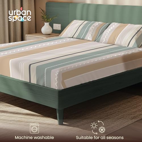 Urban Space Printed Bedsheet for Double Bed with 2 Pillow Covers, Glaced Cotton Microfiber Queen Size Bedsheet, Soft-Breathable Wrinkel Free Bedsheet (90 x 100 Inches - River Bands) - Image 4