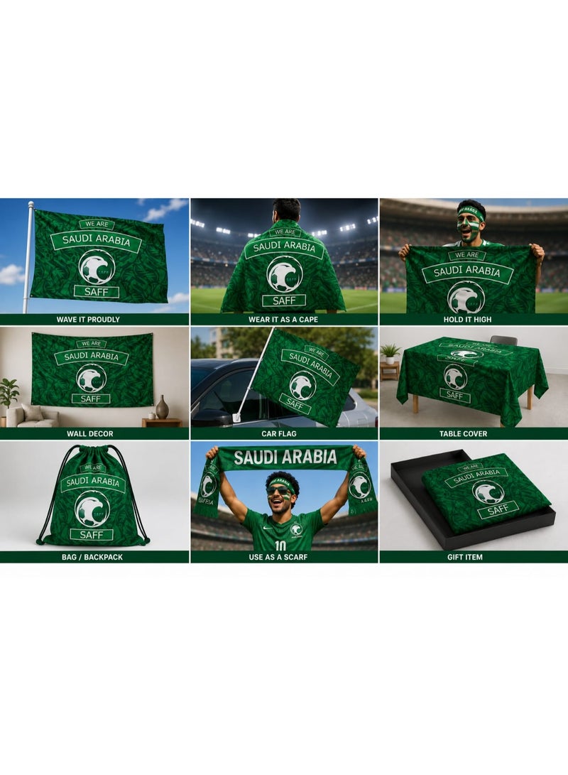 2026 FIFA World Cup Saudi Arabia Fan Flag 100×150cm | Premium Polyester SAFF Supporters Banner | Stadium, Home Decor & Match Day Flag - Image 3