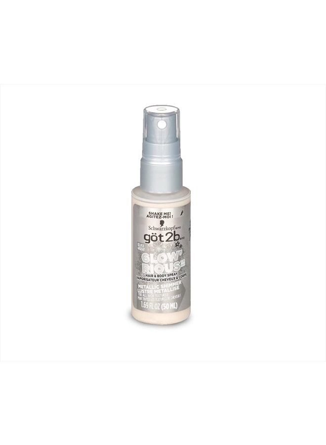 got2b GLOW'RIOUS Metallic Shimmer Hair Glitter & Body Glitter Duel Spray 1.69oz (Silver) - Image 1