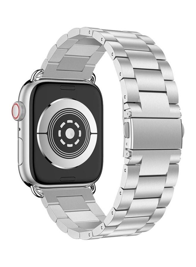 NIBEMINENT Replacement Strap Watchband For Apple Watch Series 7 41mm / 6 SE 5 4 40mm 3 2 1 38mm Silver - Image 2