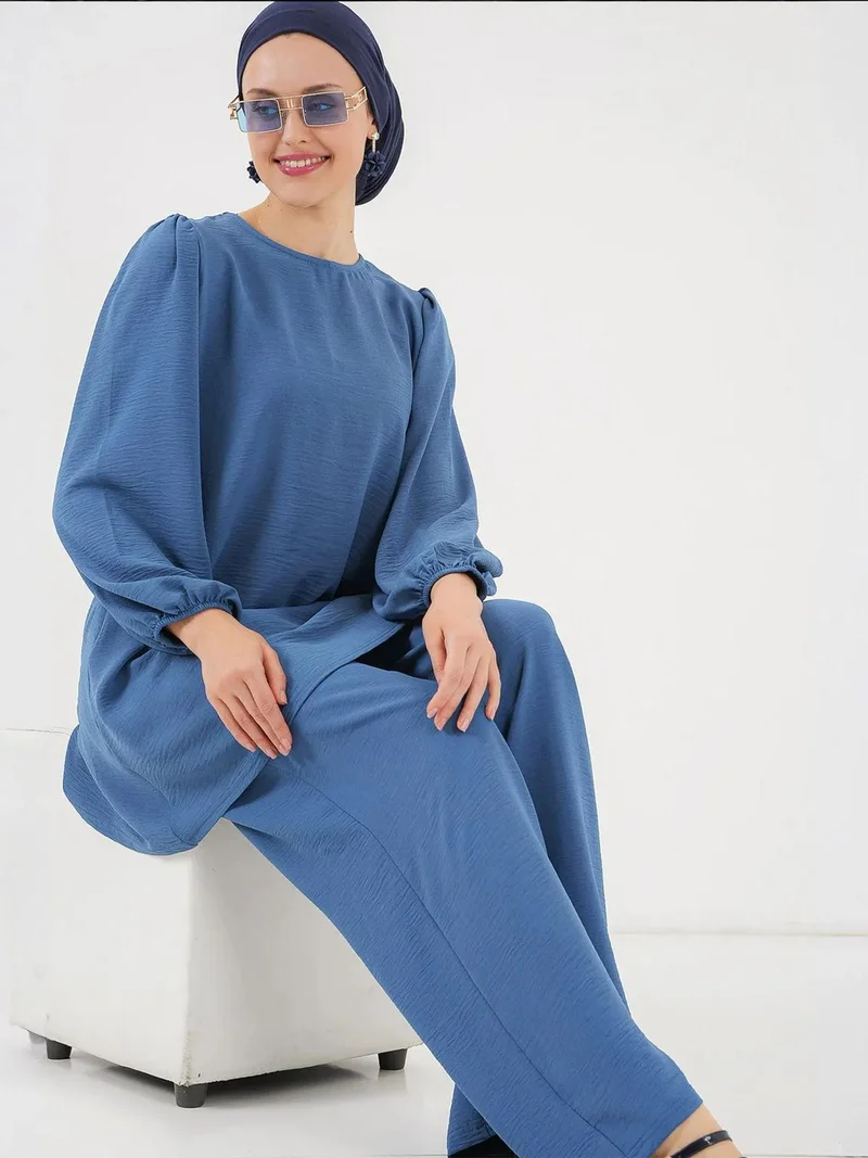 BDART Textured Long Sleeve Crew Neck Two-Piece Coord Set