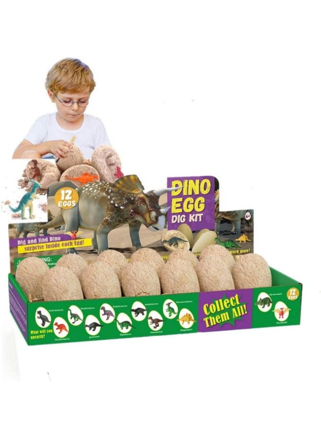 TOY GARDEN Dinosaur Eggs Dig Kit - 12 Pack Dino Egg Excavation STEM Toys for Kids | Discover Different Dinos Archaeology & Paleontology Toy | Ideal Gift for Boys & Girls - Image 1