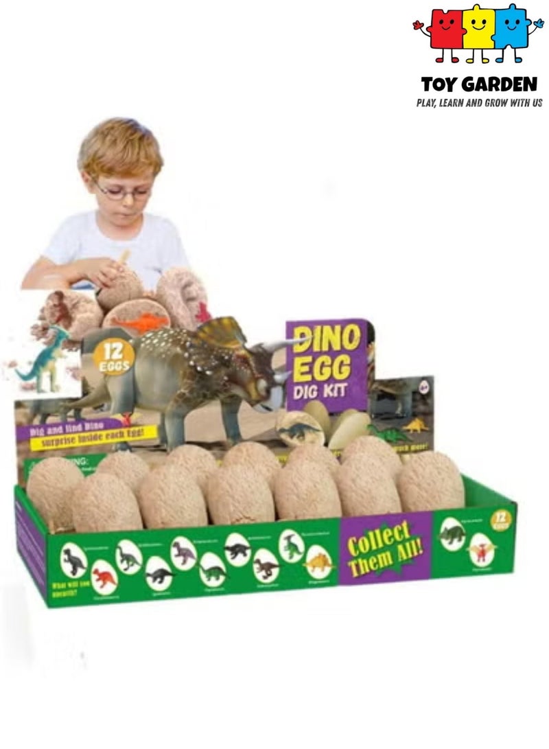 TOY GARDEN Dinosaur Eggs Dig Kit, Surprise dinosaur eggs - 12 Pack Dino Egg Excavation STEM Toys for Kids | Discover Different Dinos Archaeology & Paleontology Toy | Ideal Gift for Boys & Girls | STEM Educational Excavation Toy for Kids - Image 1