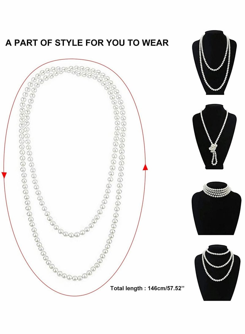 Party Dress Up Set, 1920s Flapper Accessories Set for Women, Fancy Dress Party Accessories with Flapper Headband Long Gloves Pearl Necklace, Theme Party Accessories - Image 4