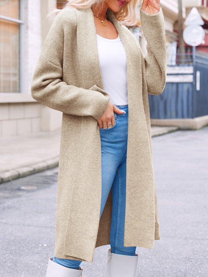 Saodimallsu Womens Long Cardigan Sweaters Chunky Open Front Oversized Slouchy Knit Fall Trendy Coatigan Jackets Khaki - Image 5