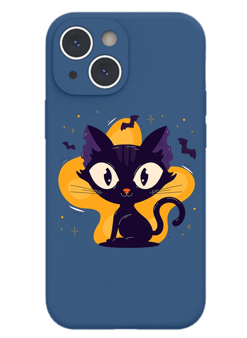 Theodor Protective Slim Fit Case Liquid Silicone Cover with Full Body Protection Anti-Scratch Shockproof Case For iPhone 14 Blue  - Bloom2 White - Image 1