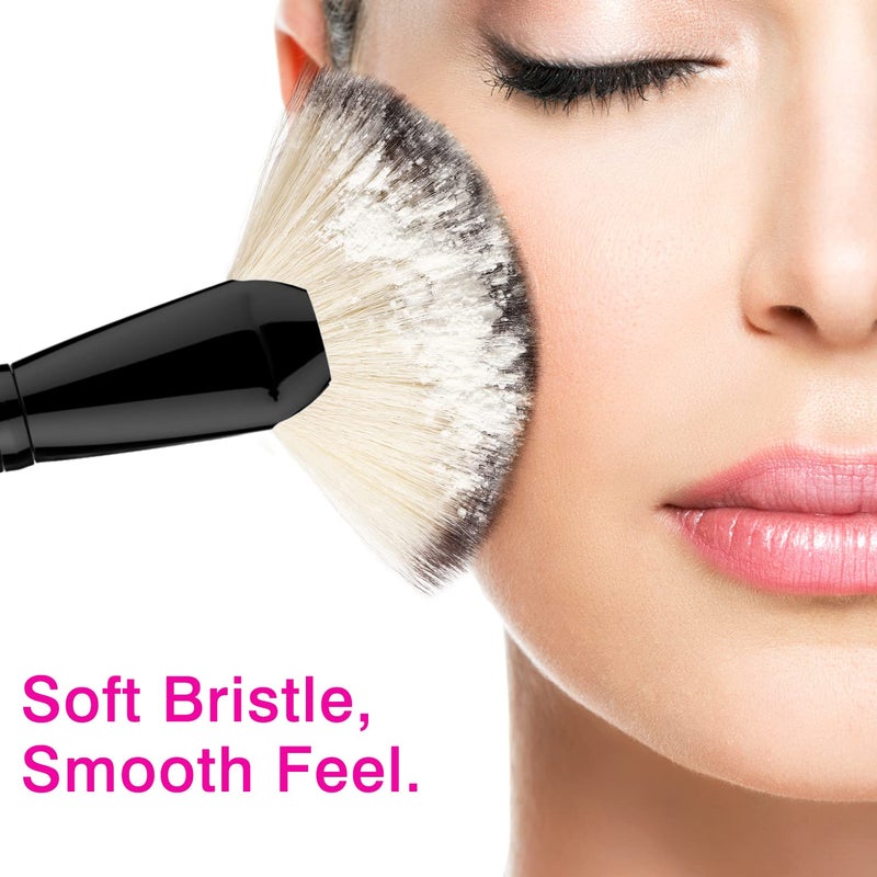 Luxspire Fan Makeup Brush, Luxspire Professional Highlighting Make Up Brush Blush Bronzer Cheekbones Brush, Single Large Soft & Dense Face Blush Powder Foundation Brushes Make Up Tool, Black - Image 2